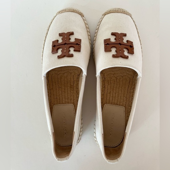 Tory Burch Shoes - Tory Burch Everly Cotton Canvas Espadrille in Cream Off White Brie/Amber, size 6
